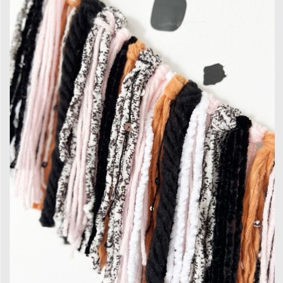 Boho Fringe Garland in Black, White, and Orange - Picture 2 of 6